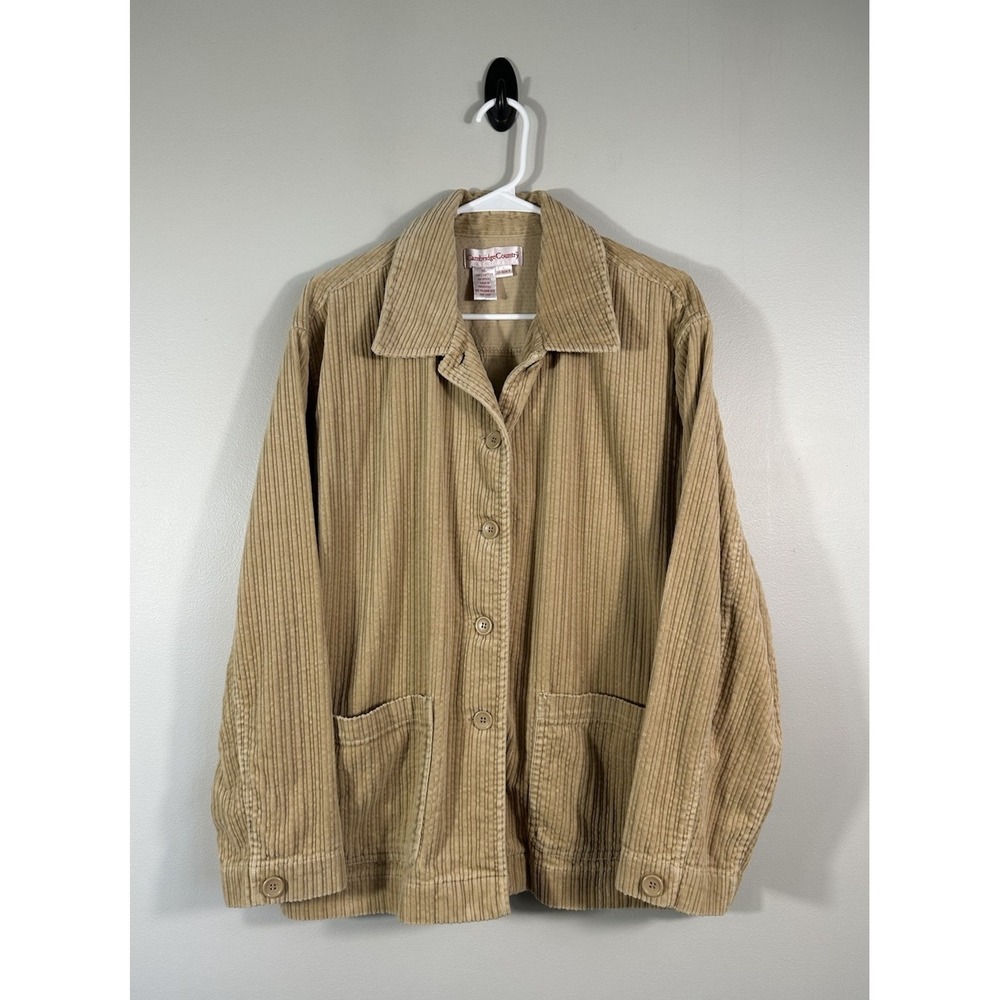 Vintage Cambridge Country Jacket Womens XL Corduroy Shacket Chore Grunge 90s